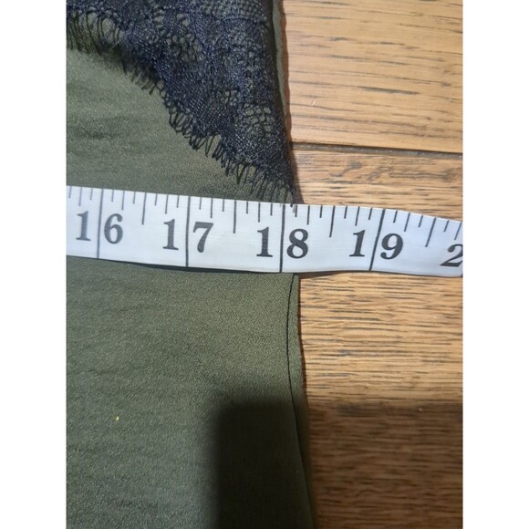 Olive Green Top Babydoll Med Lace Shoulder Whimsey Goth Career Capsule Travel - Picture 8 of 9